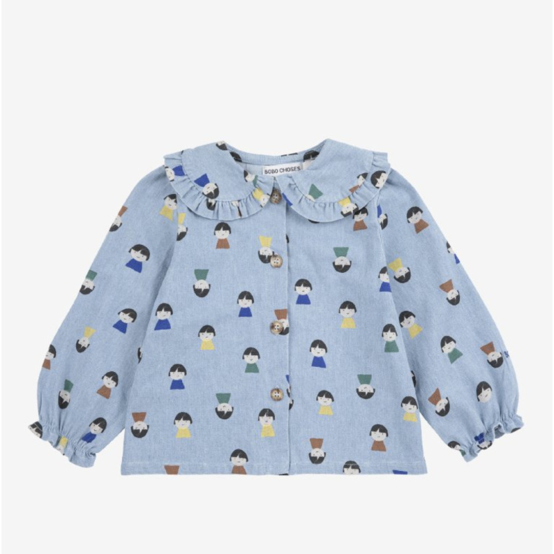 BOBO CHOSES Džínová halenka Game Pawns all over - LIGHT BLUE Velikost: 12m