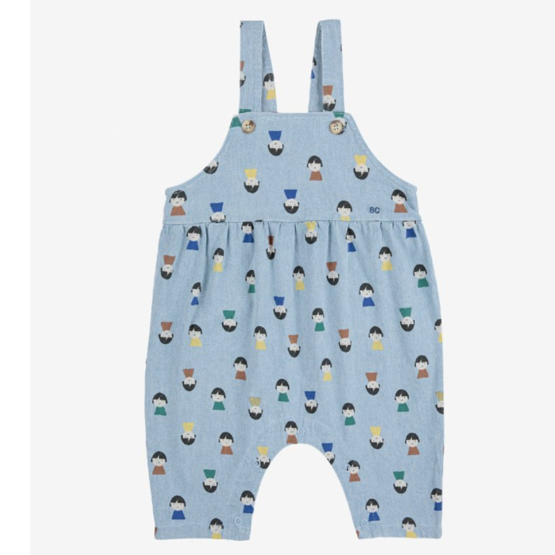 BOBO CHOSES Džínový overal Game Pawns all over - LIGHT BLUE Velikost: 12m
