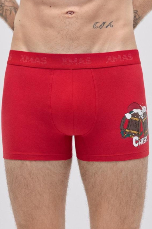 PÁNSKÉ VÁNOČNÍ BOXERKY 20435 červená XXL