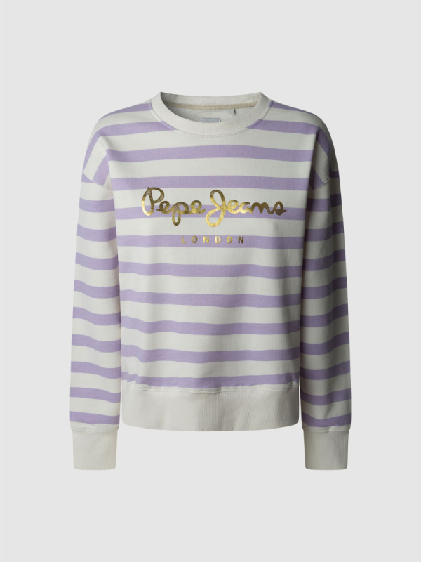 Pepe Jeans dámská bílo fialová pruhovaná mikina