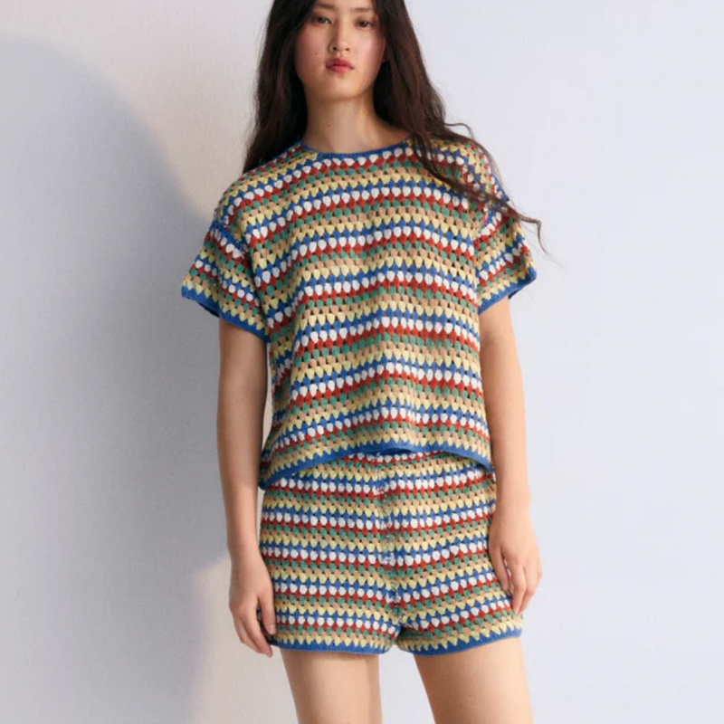 THE NEW SOCIETY Dámské háčkované šortky Serifos - Multicolor Velikost: L