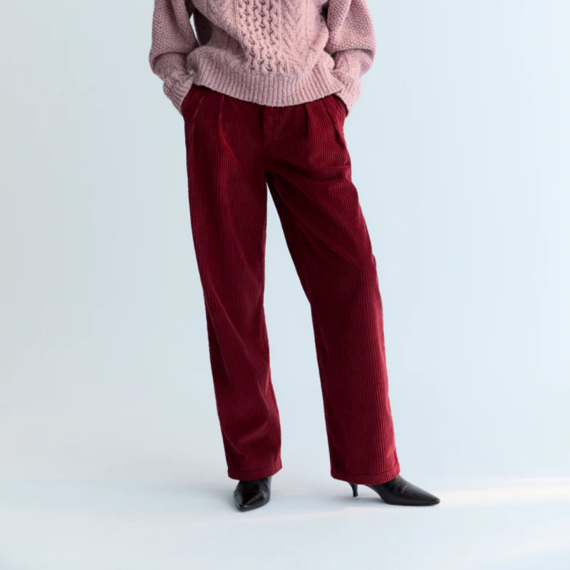 THE NEW SOCIETY Dámské kalhoty Nicol - Plum Fantasy Velikost: XL