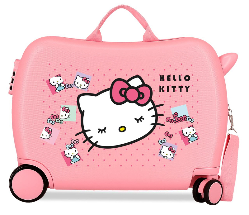 Dětský cestovní ABS kufr a odrážedlo Hello Kitty 38 L - růžový