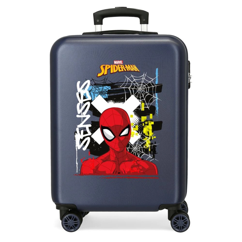 Dětský skořepinový kufr Spider-Man Graffiti tmavě modrý 55 cm, 34 l