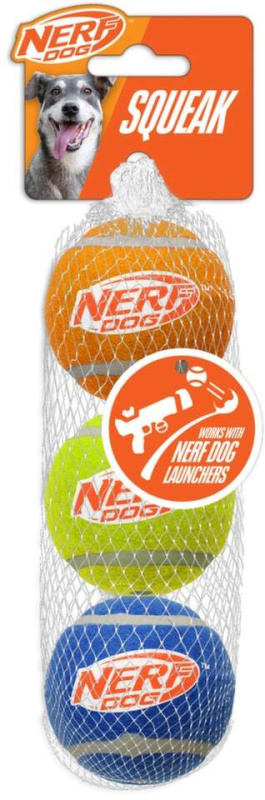 NERF DOG Hračka pro psy pískací tenisové míčky 6,5 cm 3 kusy