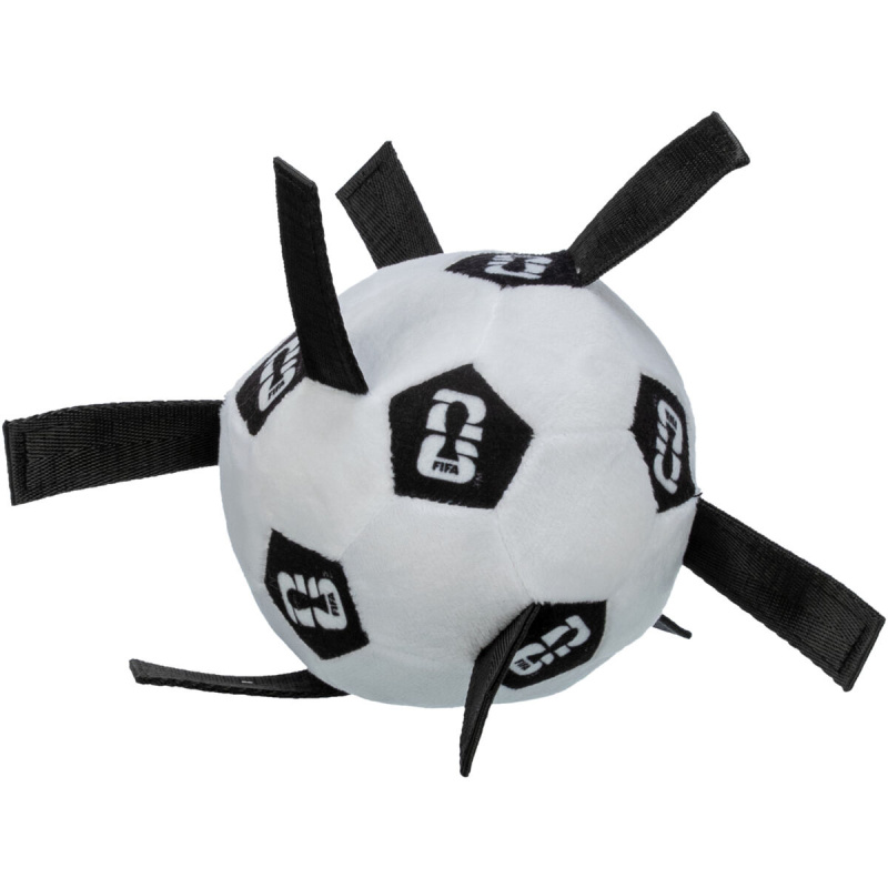 TRIXIE FIFA 2026 měkký aportovací míč s úchyty, 12 cm, bílá/černá - LIMITOVANÁ NABÍDKA