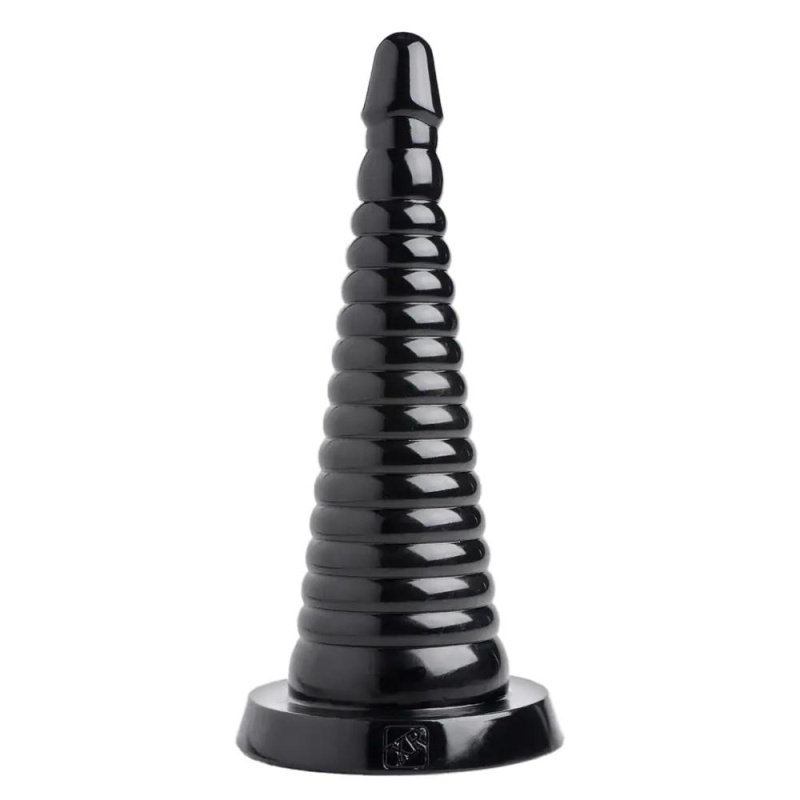 Giant Ribbed anální dildo - černé