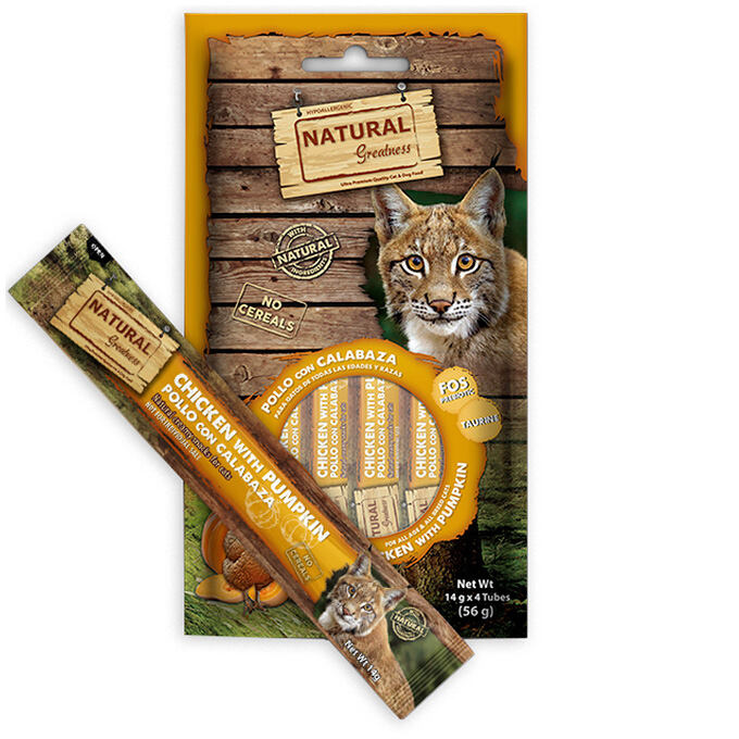 Natural Greatness Creamy DIGEST, funkční pamlsek - kuře, dýně 4 x 14g
