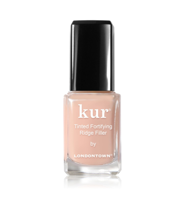 LONDONTOWN Kur Tinted Fortifying Ridge Filler vyhlazující podkladový lak na nehty pro suché a křehké nehty odstín Apricot Beige 12 ml