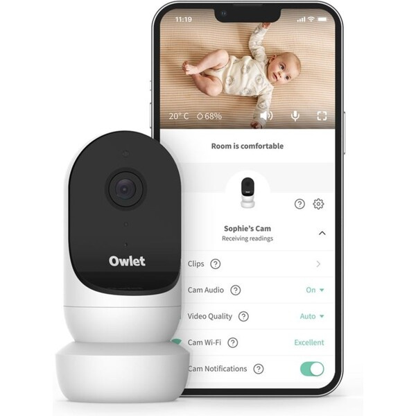 Owlet Cam2 dětská chůvička s magnetickou základnou White