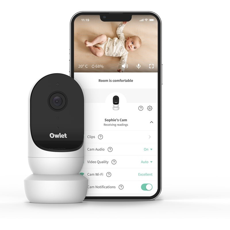 Owlet Cam2 dětská chůvička s magnetickou základnou White