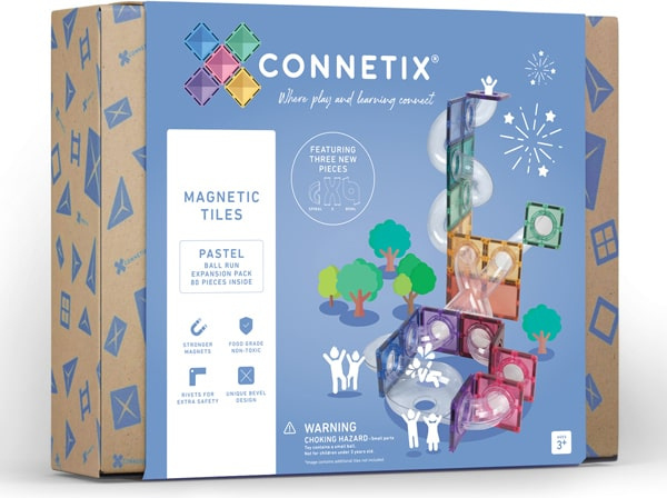Connetix - Magnetická stavebnice - rozšiřující sada - kuličková dráha 80 dílů - pastelové barvy Connetix