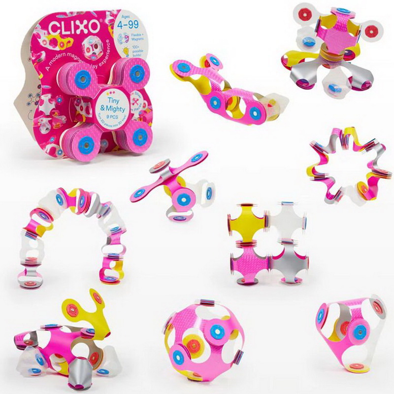 CLIXO - Tiny &amp; Mighty Sparkle magnetická stavebnice, 9 kusů