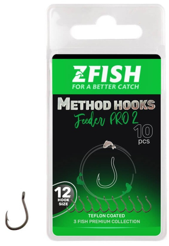 Zfish háčky method feeder pro 2 10 ks - velikost 8