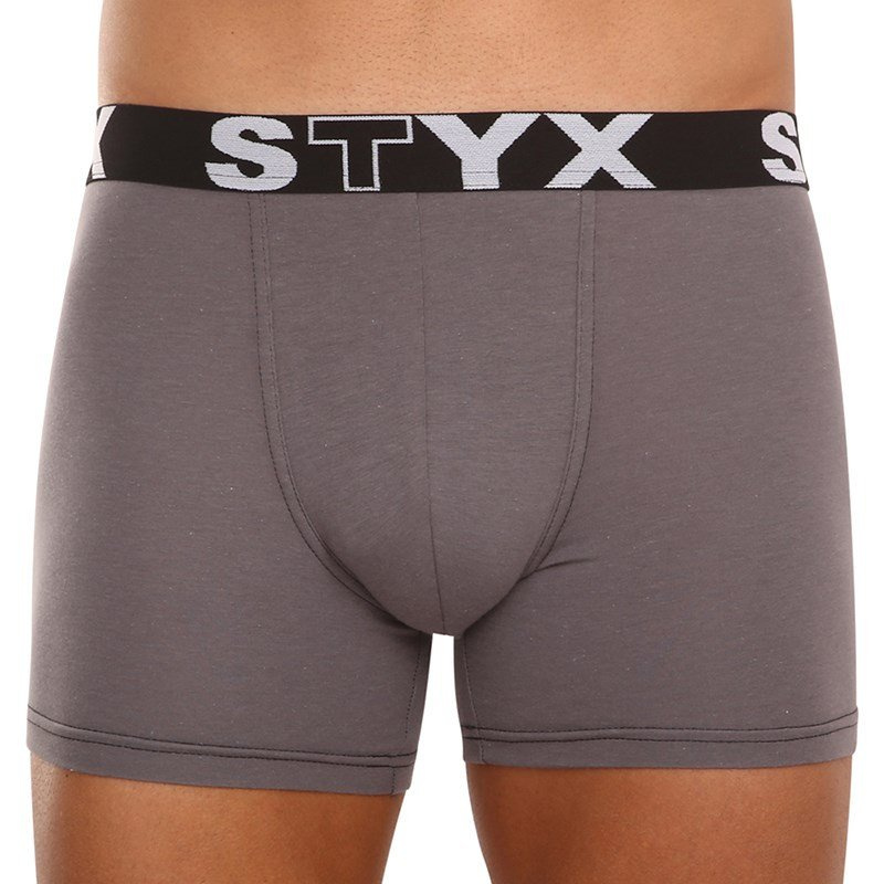 Styx Pánské boxerky long sportovní guma tmavě šedé (U1063) XL