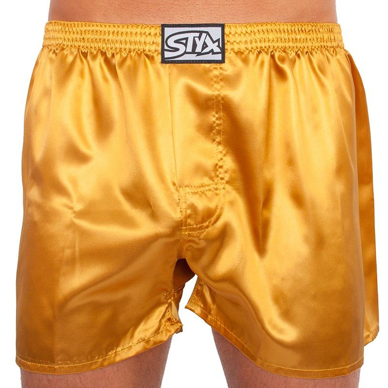 Styx Pánské trenky klasická guma saténové zlaté (C685) XL