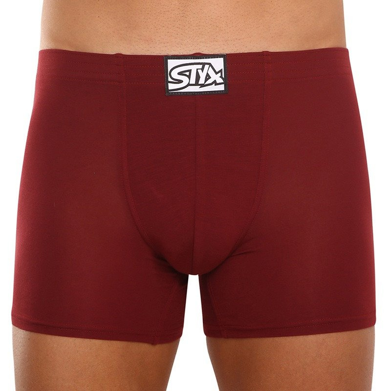 Styx Pánské boxerky long klasická guma vínové (F1060) M