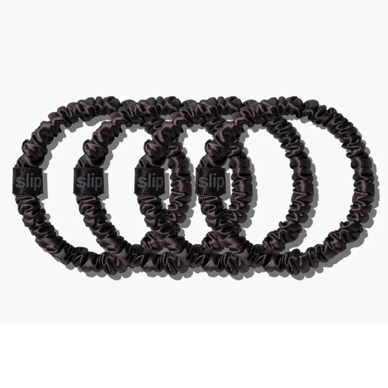 SLIP Hedvábné gumičky Skinny - Black 4x