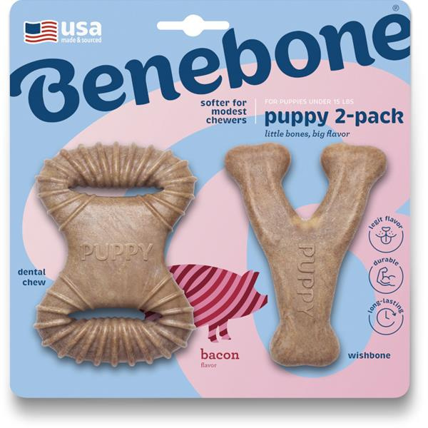Benebone Puppy Dental Chew Wishbone slanina  XS 2 ks