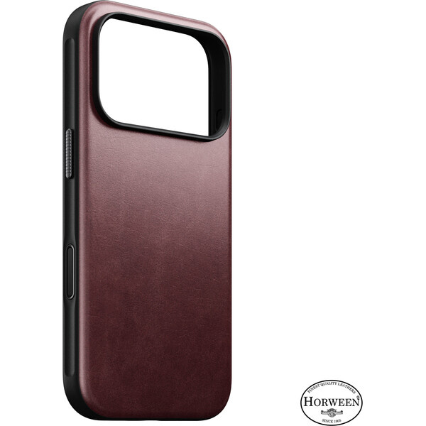 Nomad Modern Leather (Horween) MagSafe kožený kryt iPhone 18 Pro Burgundy