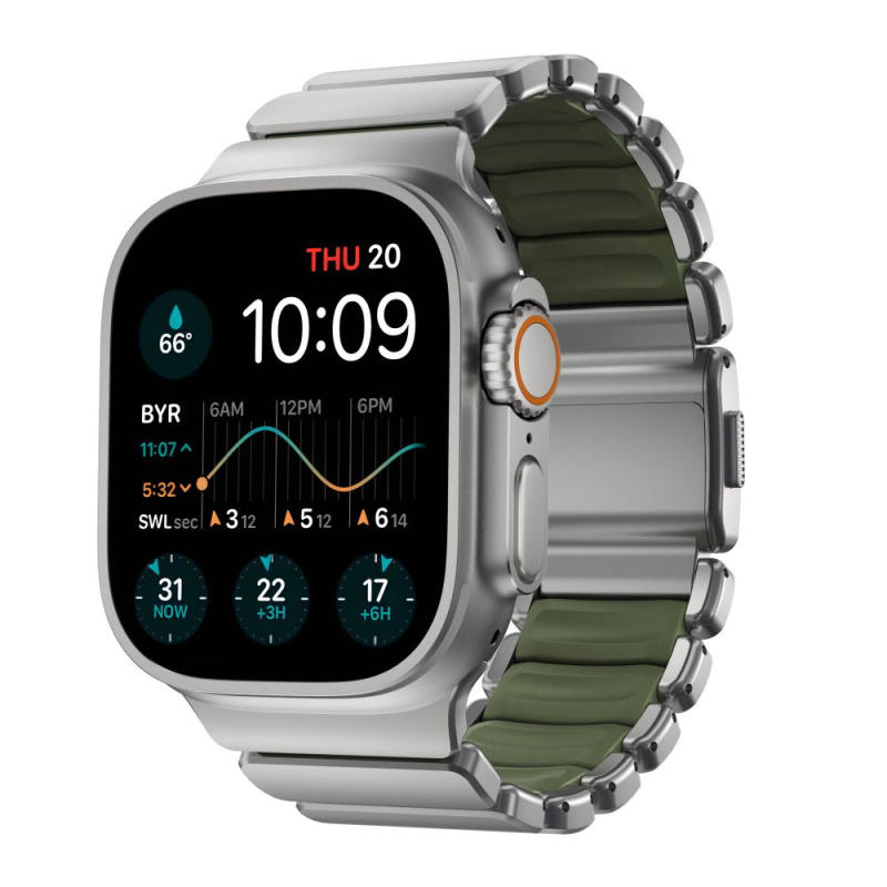 Nomad Stratos Band řemínek FKM AW 45/46/49mm Natural Titanium Forest Green