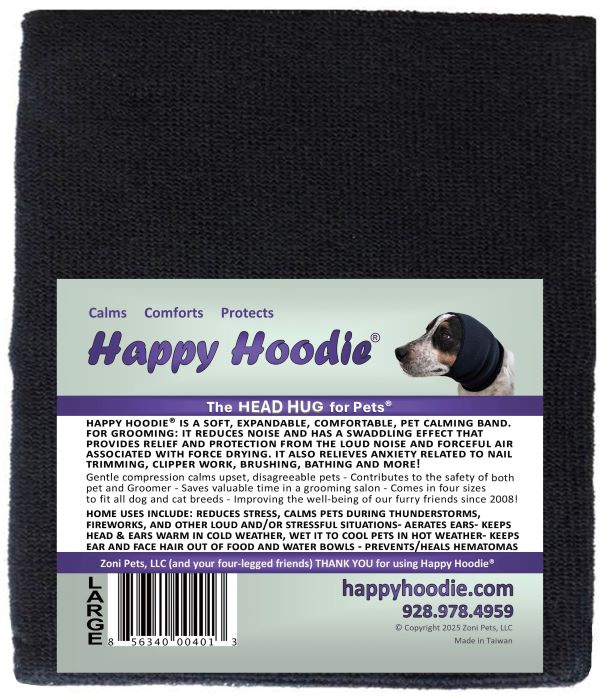 Happy Hoodie - uklidňující čelenka pro psy a kočky Barva: Černá, Velikost: L