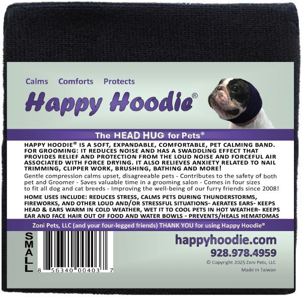 Happy Hoodie - uklidňující čelenka pro psy a kočky Barva: Černá, Velikost: S