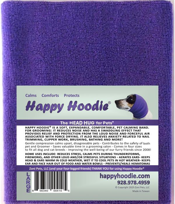 Happy Hoodie - uklidňující čelenka pro psy a kočky Barva: Fialová, Velikost: L