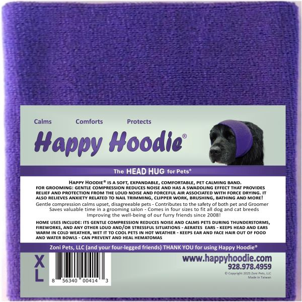 Happy Hoodie - uklidňující čelenka pro psy a kočky Barva: Fialová, Velikost: XL