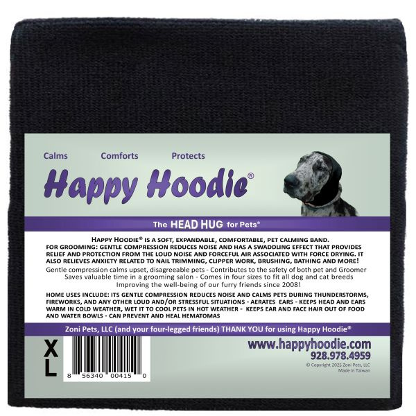 Happy Hoodie - uklidňující čelenka pro psy a kočky Barva: Černá, Velikost: XL