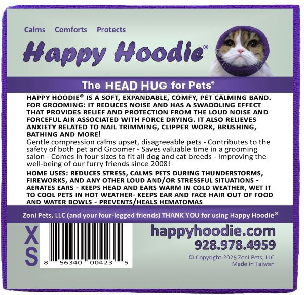 Happy Hoodie - uklidňující čelenka pro psy a kočky Barva: Fialová, Velikost: XS
