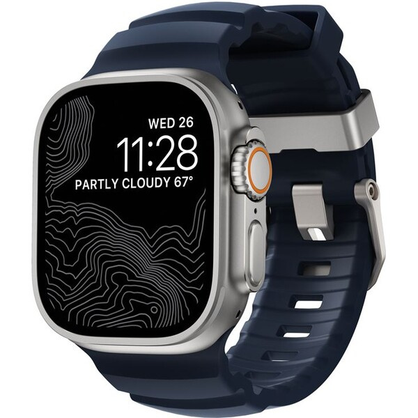 Nomad Rocky Point Band řemínek Apple Watch 49/45/44/42mm stříbrný/modrý