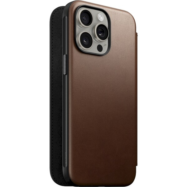 Nomad Modern Leather Folio, brown - iPhone 15 Pro Max (NM01633785) Hnědá