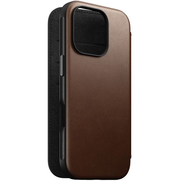 Nomad Modern Leather Folio MagSafe pouzdro iPhone 16 Pro hnědé