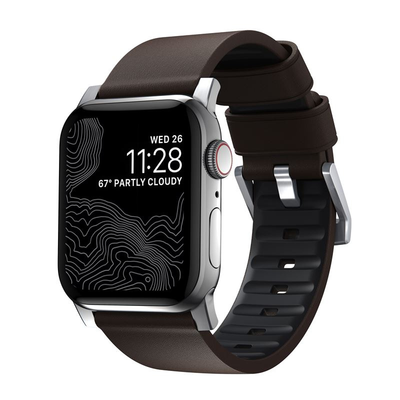Nomad Active Strap Pro Brown, silver - AW 44/42 mm NM1A4mSNW0