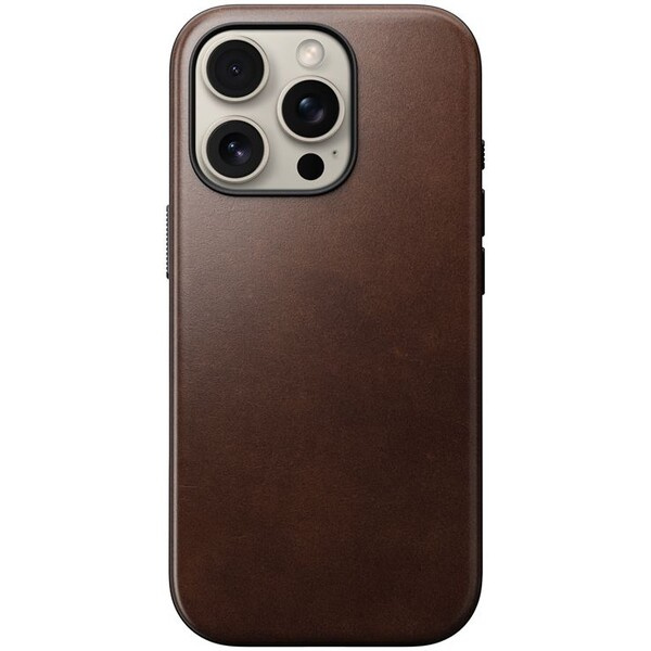 Nomad Modern Leather Case MagSafe kryt iPhone 16 Pro tmavě hnědý (Horween kůže)