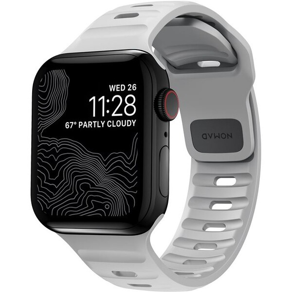 Nomad Sport Strap sportovní silikonový řemínek pro Apple Watch 45mm / 44mm / 42mm - M/L - šedý NM01958185