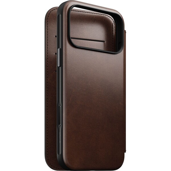 Nomad Modern Leather Folio (Horween) MagSafe kožené pouzdro iPhone 17 Pro Max Rustic Brown