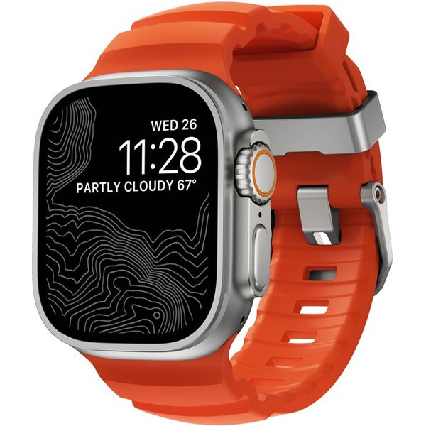 Nomad Rocky Point Band řemínek Apple Watch 49/45/44/42mm stříbrný/oranžový