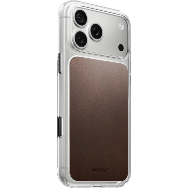 Nomad Clear Leather (Horween) MagSafe kryt iPhone 17 Pro Max/18 Pro Max Rustic Brown