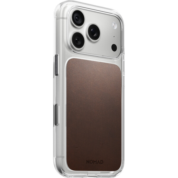 Nomad Clear Leather (Horween) MagSafe kryt iPhone 17 Pro/18 Pro Rustic Brown
