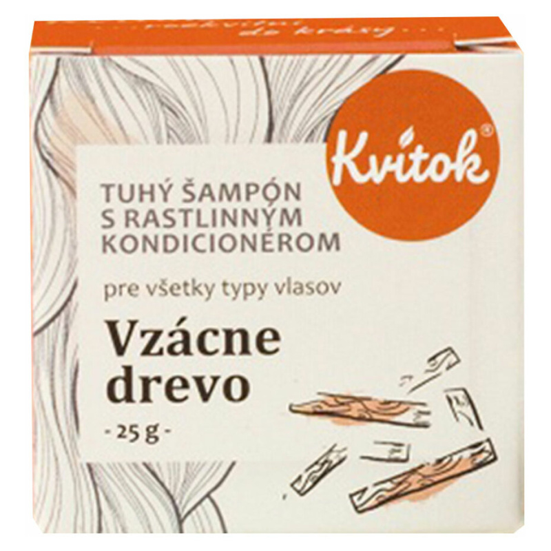 Kvitok Vzácné dřevo tuhý šampon pro tmavé vlasy 50 g