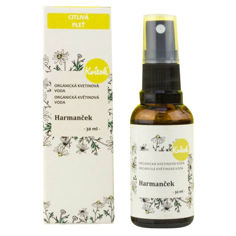 Kvitok Květová voda s rozprašovačem heřmánek BIO, 30 ml