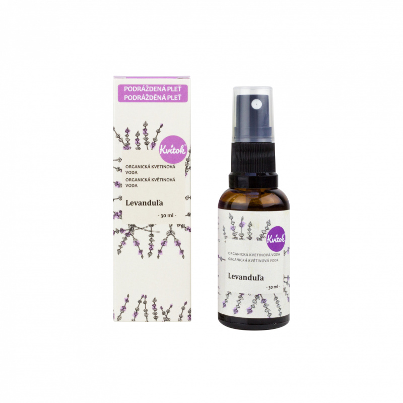 Kvitok Květová voda s rozprašovačem levandule BIO, 30 ml