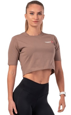 Nebbia Minimalist Logo Nebbia Crop Top 600 hnědý - L