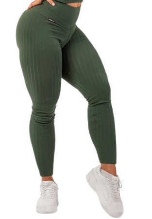 Nebbia Žebrované Legíny z organické bavlny 405 zelená - XS