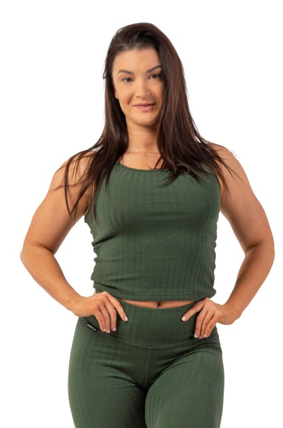 Nebbia Žebrované Tílko z Organické bavlny 414 zelená - XS