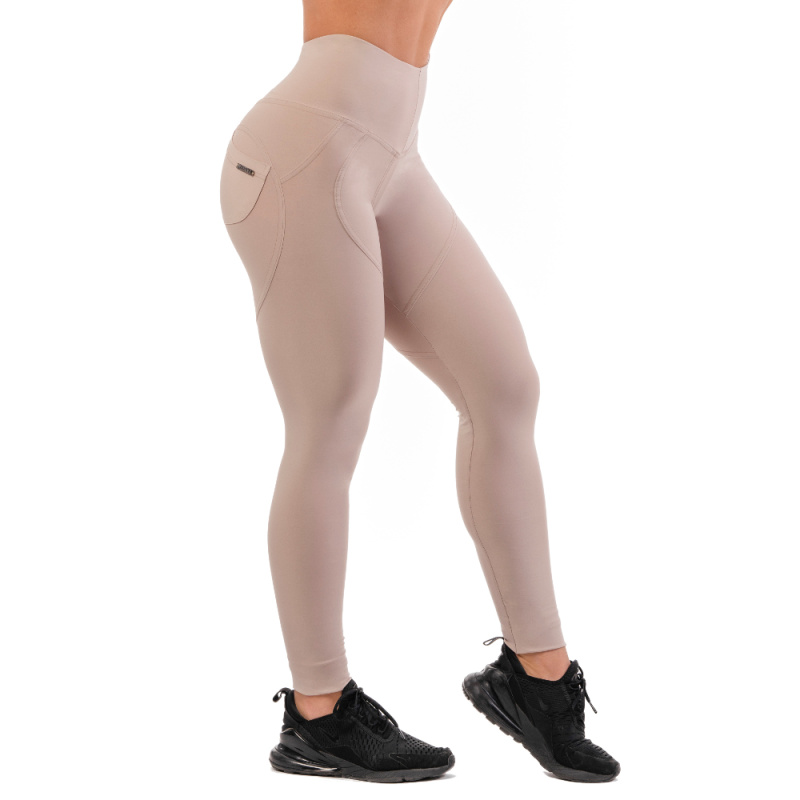 Dámské legíny s vysokým pasem Nebbia Lifting Effect Bubble Butt 587 Cream S