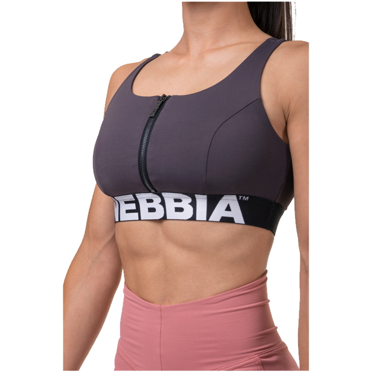 Nebbia Smart Zip sportovní podprsenka 578 marron - XS