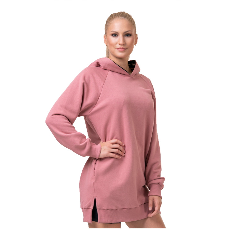 Nebbia Dlouhá Everyday Hero mikina s kapucí 580 old rose - XS